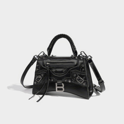 Textured Buckle Detail Mini Satchel Bag