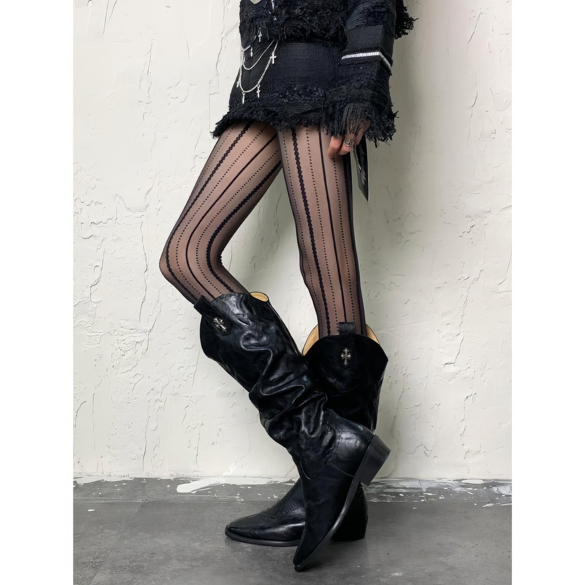 Vertical Dot Stripe Sheer Tights