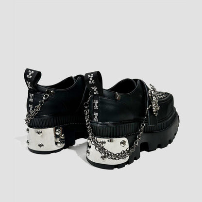 Black Chain Studded Platform Shoes
