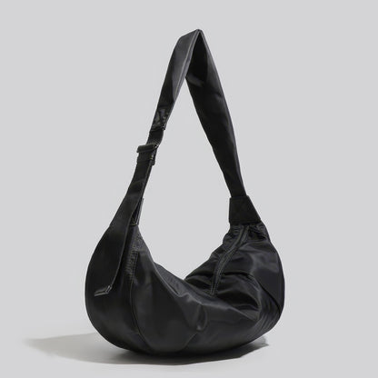 Minimalist Black Nylon Shoulder Bag