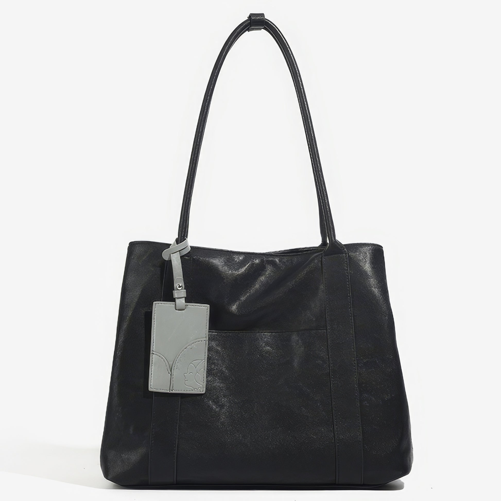 Soft Black Leather Shoulder Tote Bag