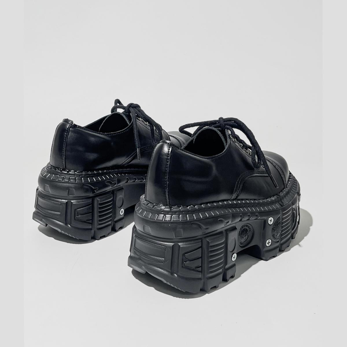 Black Cyberpunk Platform Lace-Up Shoes