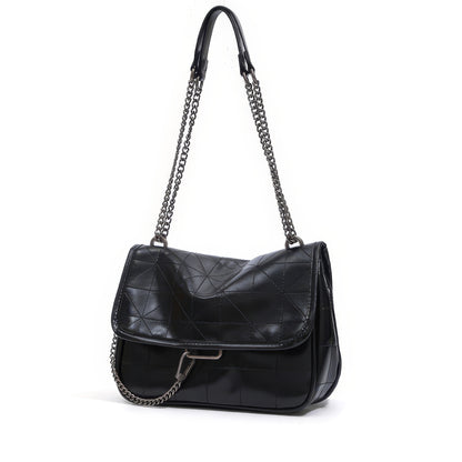 Quilted Chain Strap Black Shoulder Bag