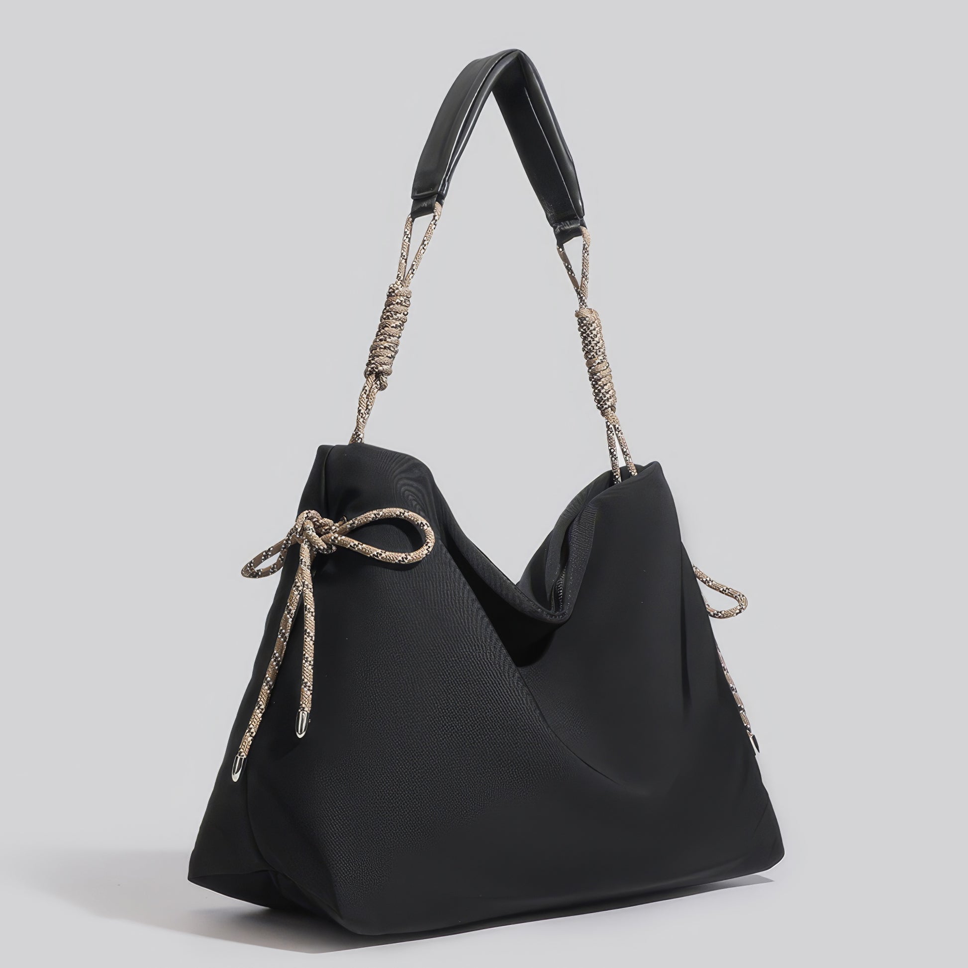 Rope Accent Soft Slouch Shoulder Bag