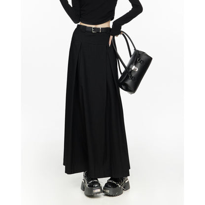 Pleated High Waist Maxi Skirt