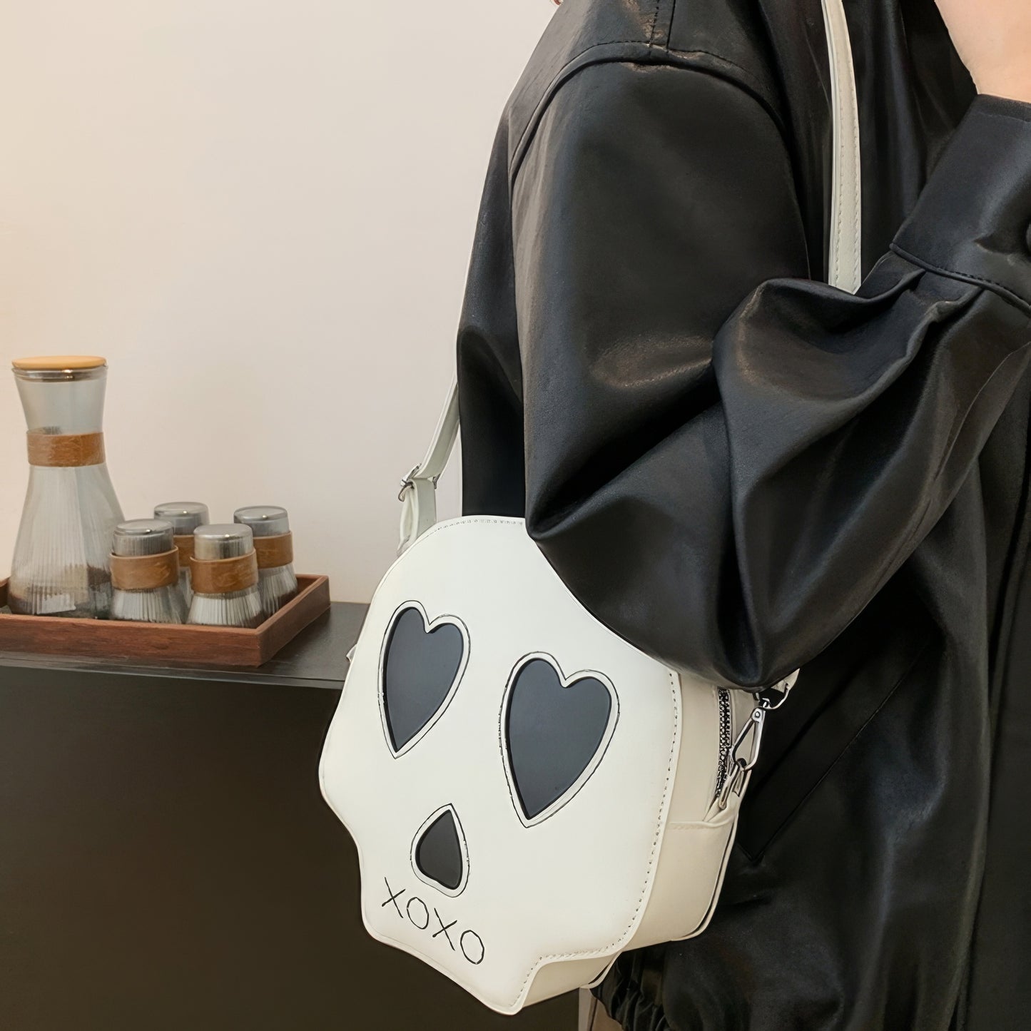 Heart Eyes Skull Mini Crossbody Bag