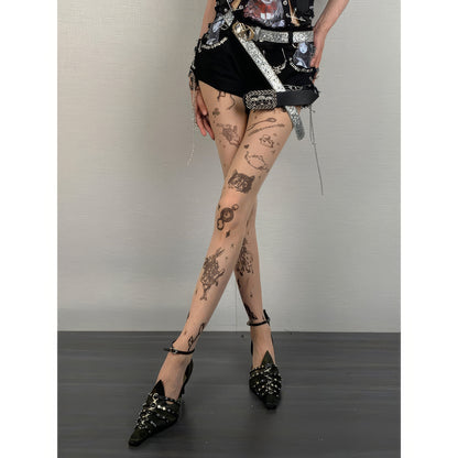 Alice Print Sheer Tights