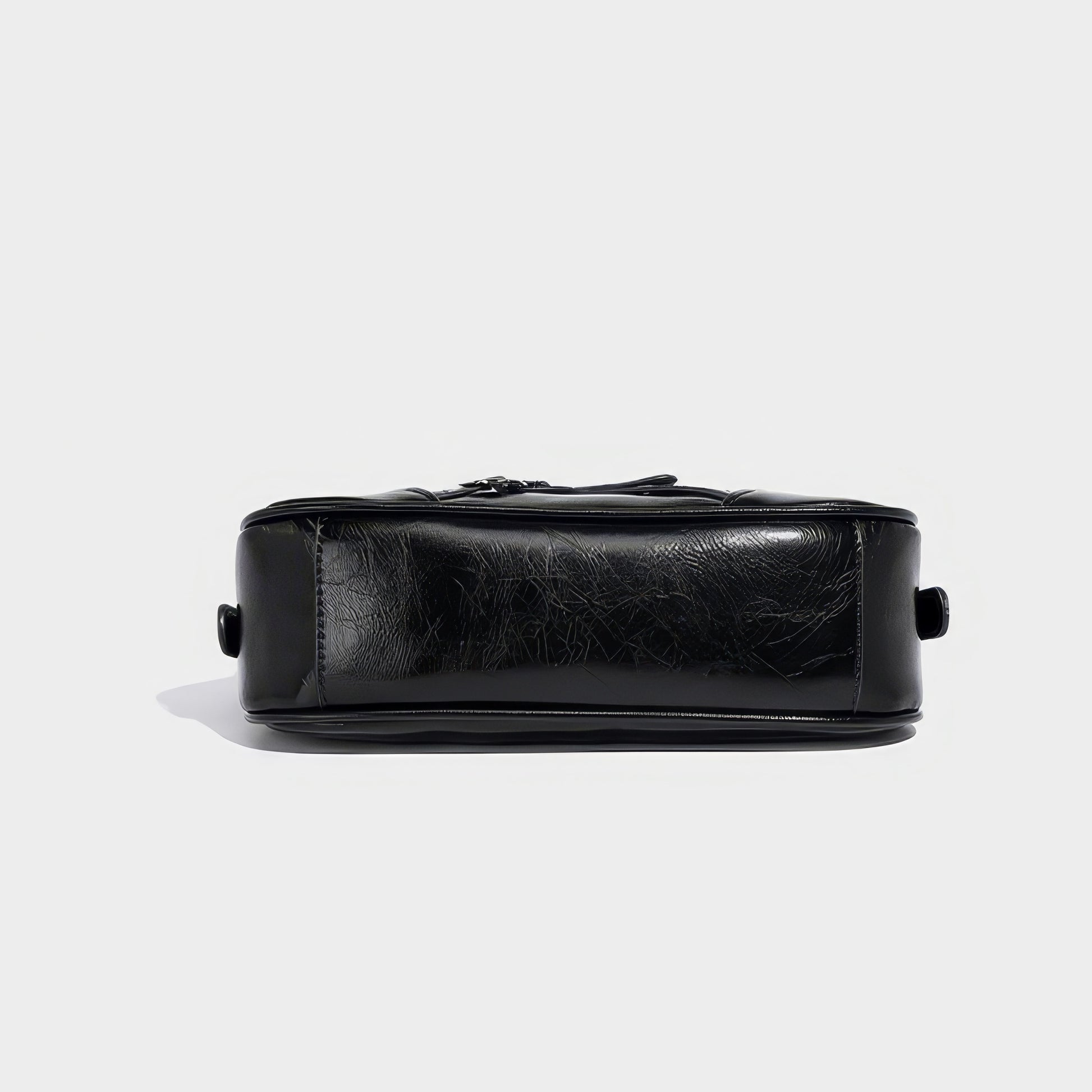 Buckle Strap Glossy Baguette Bag