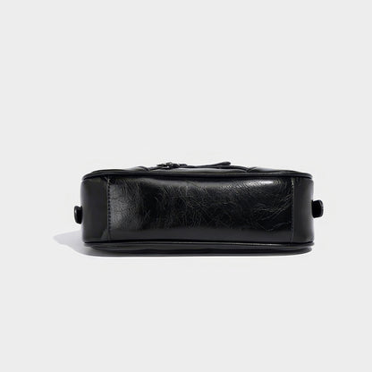 Buckle Strap Glossy Baguette Bag