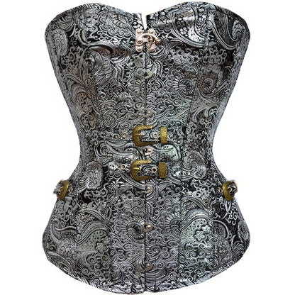 Baroque Buckle Jacquard Corset Top