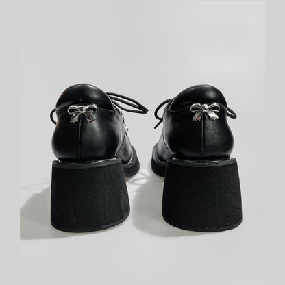 Black Bow Charm Platform Shoes