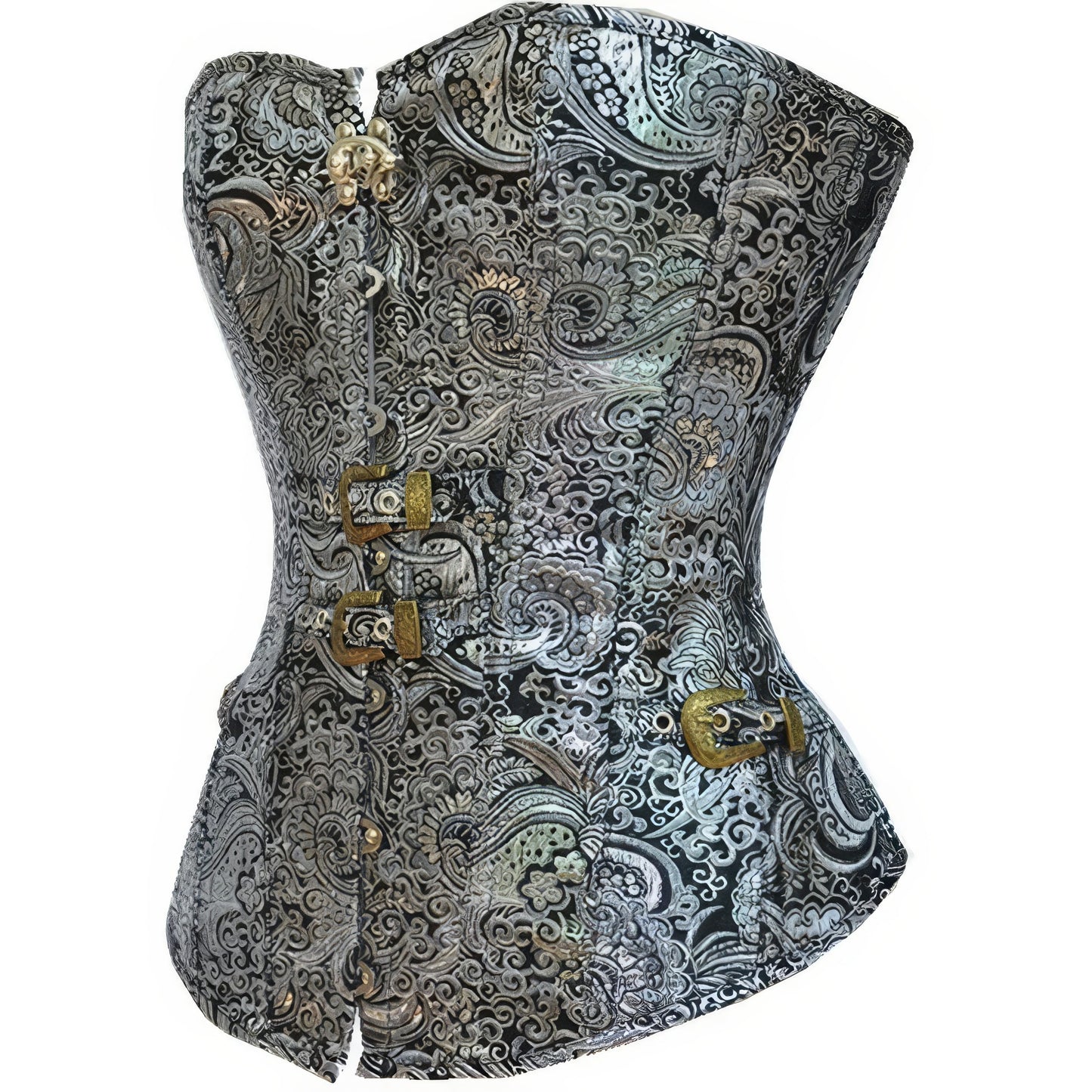 Baroque Buckle Jacquard Corset Top