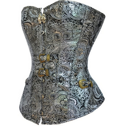 Baroque Buckle Jacquard Corset Top