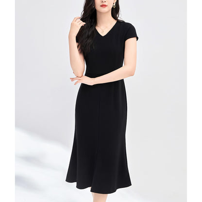 Flared V-Neck Midi Dress