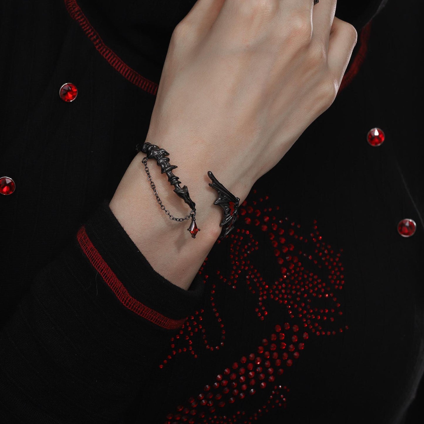 Winged Flame Adjustable Cuff Bracelet