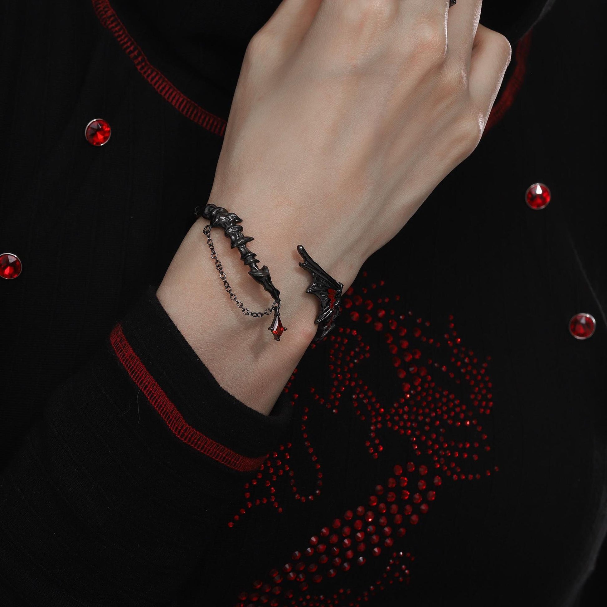 Winged Flame Adjustable Cuff Bracelet