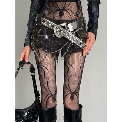 Spider Web Sheer Tights with High Waist