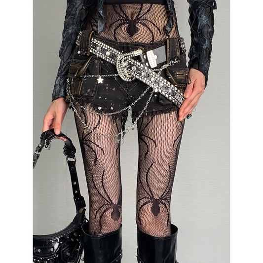 Spider Web Sheer Tights with High Waist