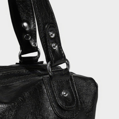Glossy Pocket Flap Shoulder Bag