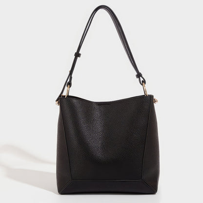 Textured Faux Leather Bucket Shoulder Bag