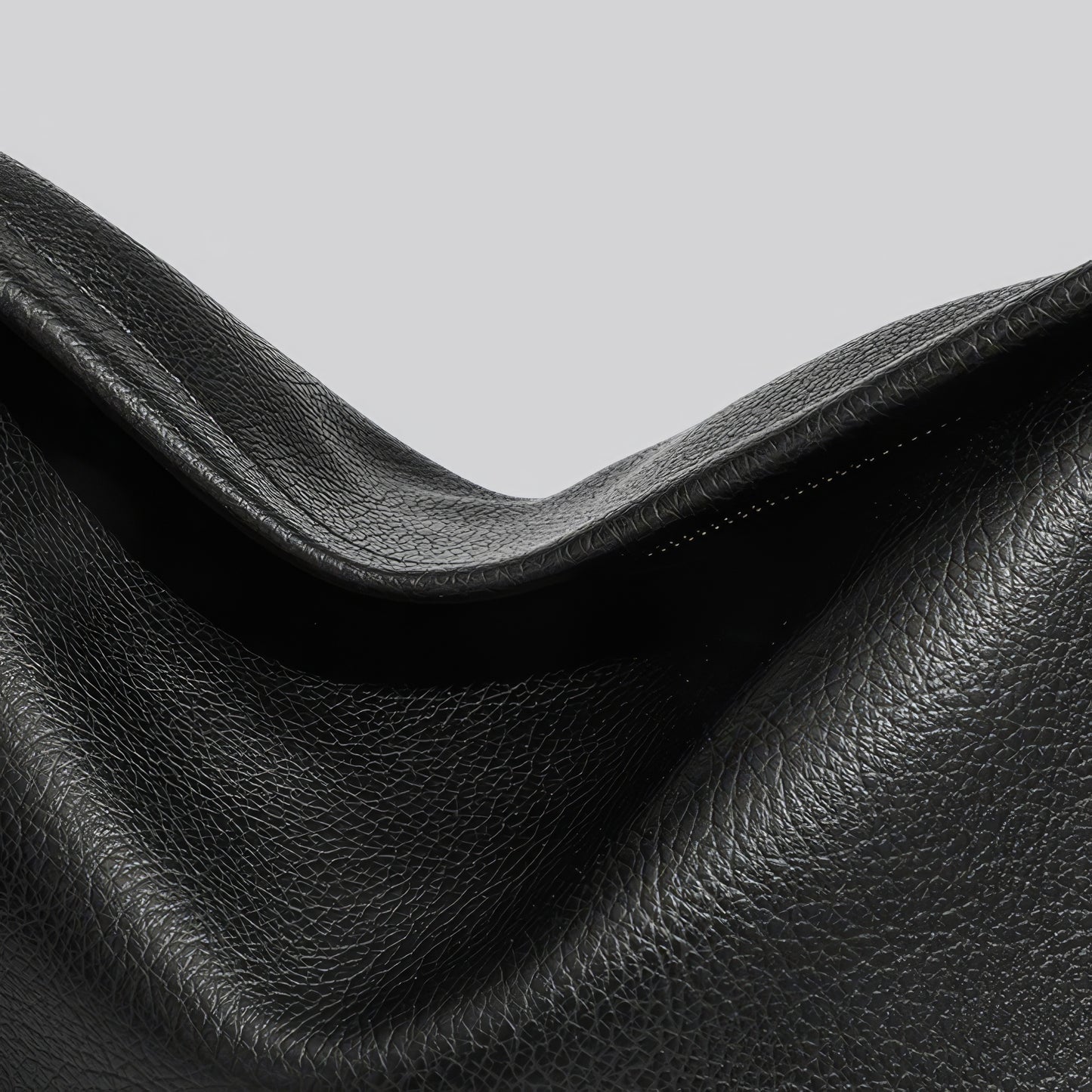 Structured Black Faux Leather Shoulder Bag