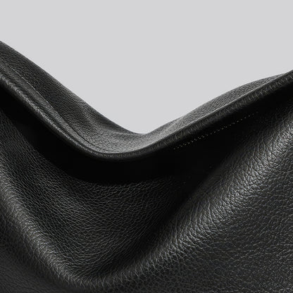 Structured Black Faux Leather Shoulder Bag