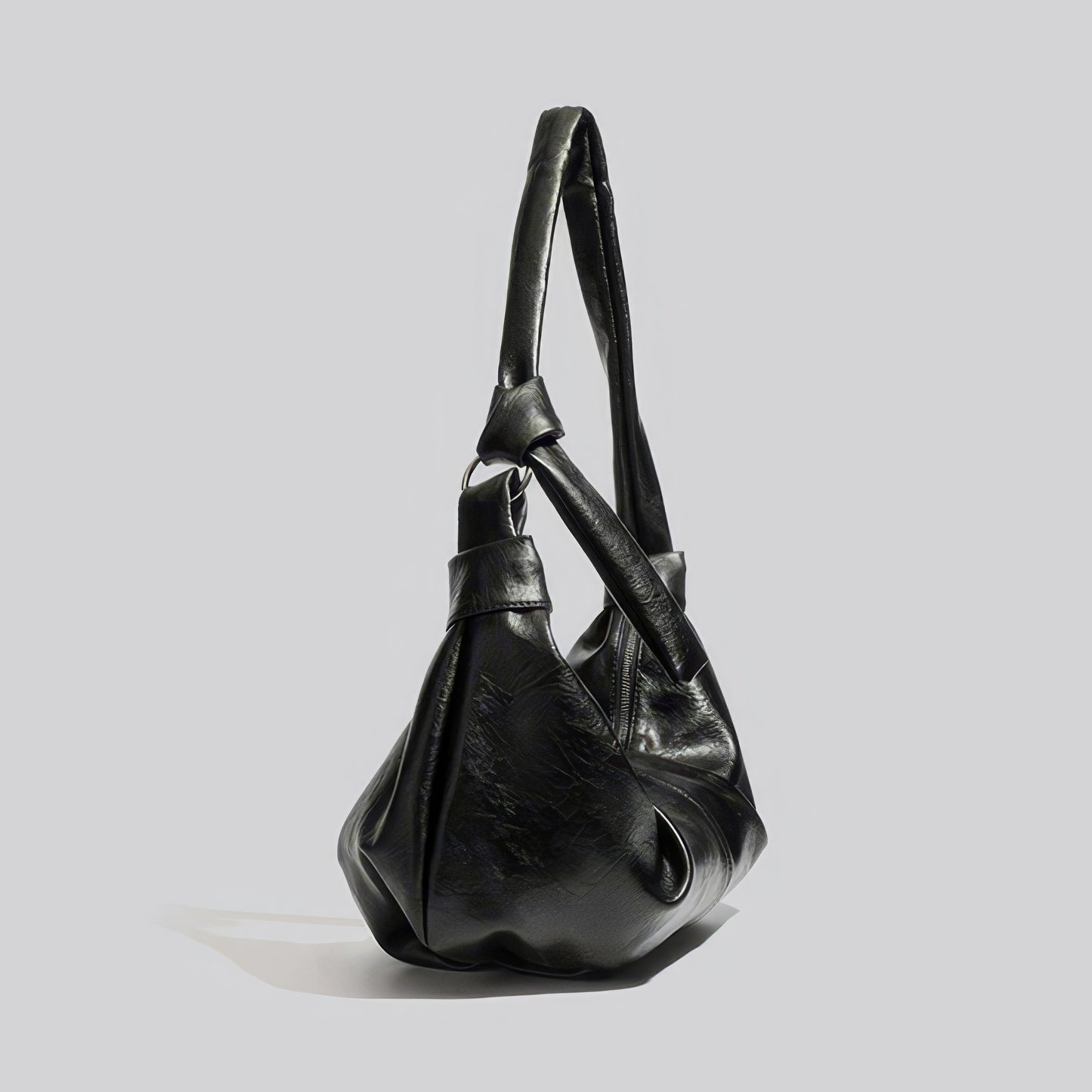 Knotted Faux Leather Soft Shoulder Bag