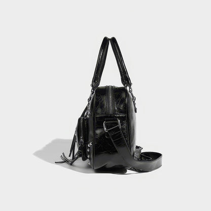 Studded Patent Utility Handbag