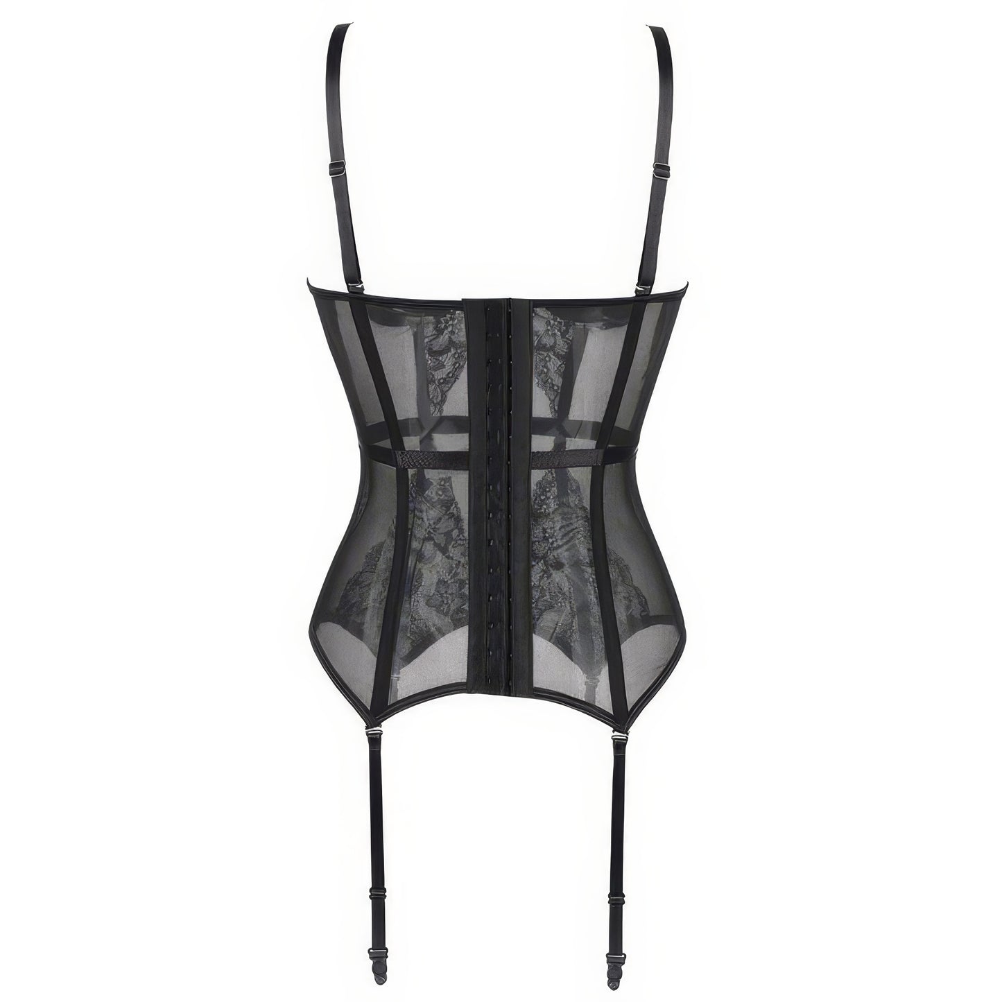 Sheer Lace Mesh Bustier Bodysuit