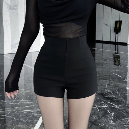 Minimal Seam High Waist Black Shorts
