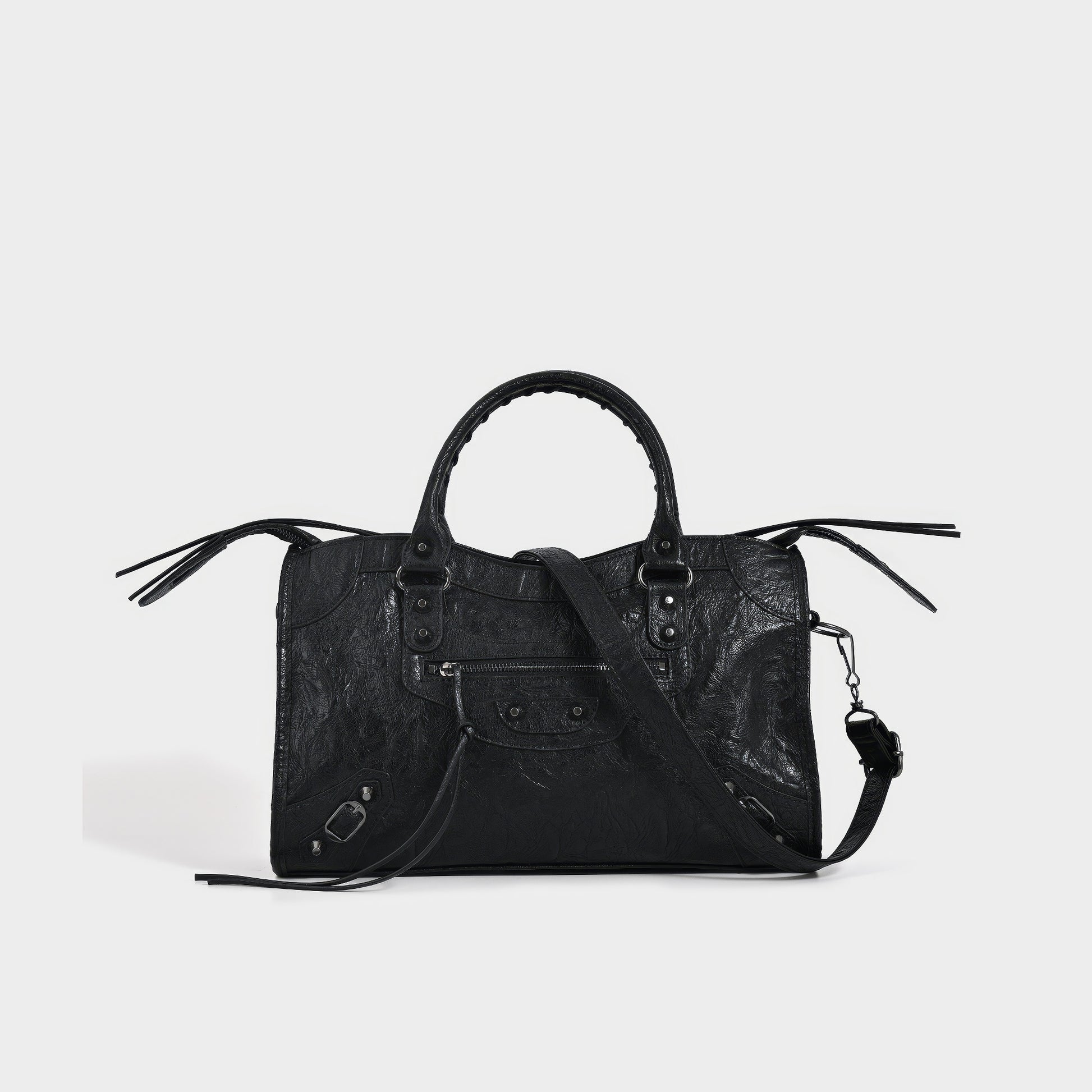 Distressed Buckle Strap Handbag