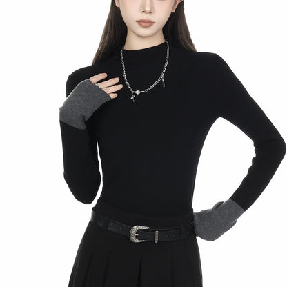 Mock Neck Slim Fit Knit Top