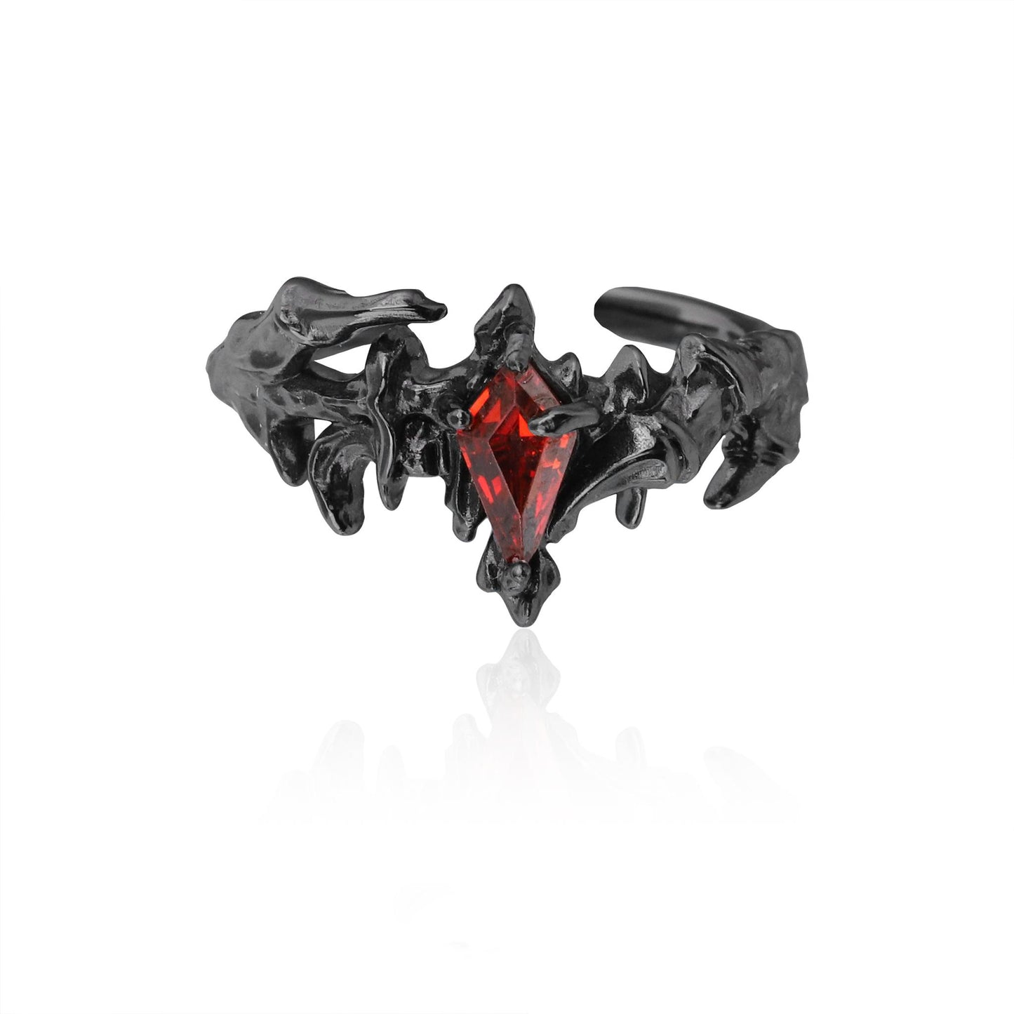Claw Frame Red Crystal Ring