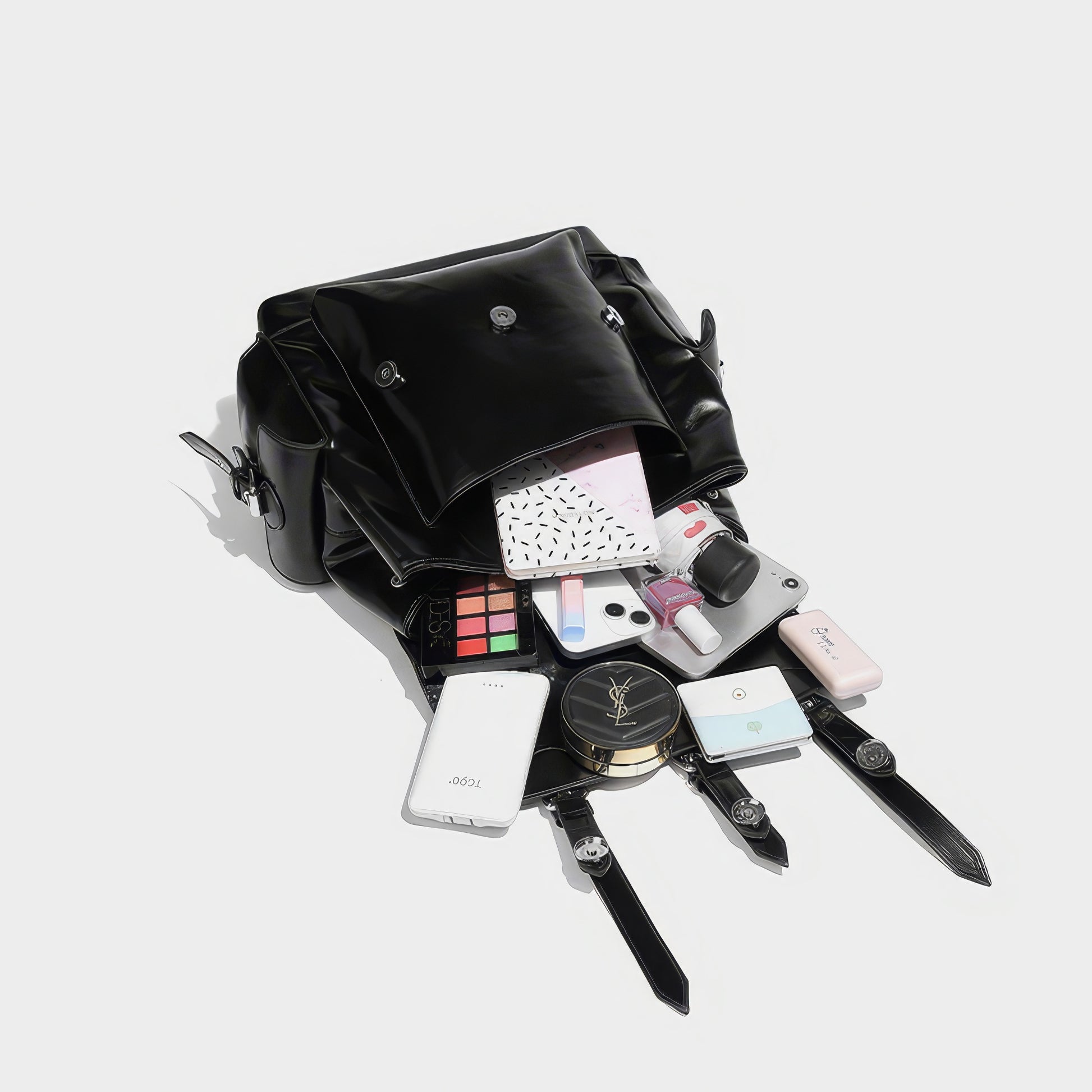 Triple Buckle Glossy Chain Backpack