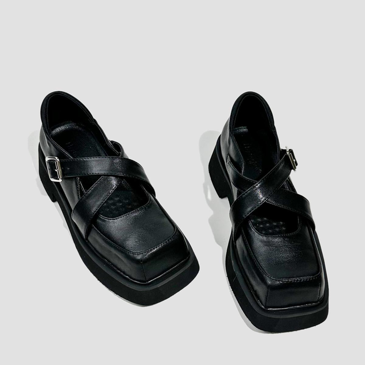 Black Platform Strap Mary Janes