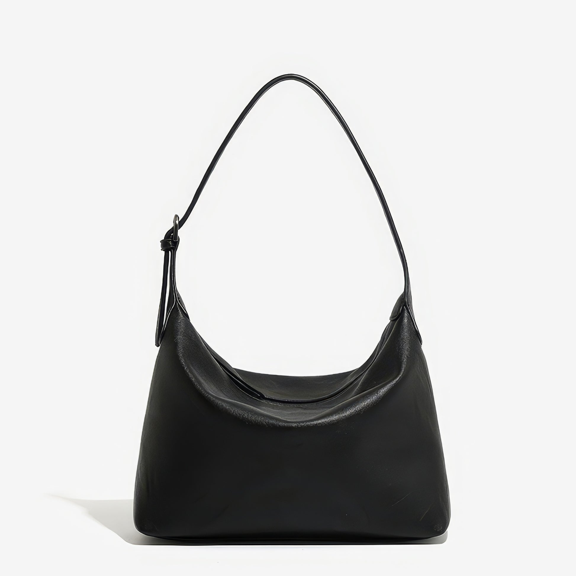 Curved Minimal Faux Leather Shoulder Bag