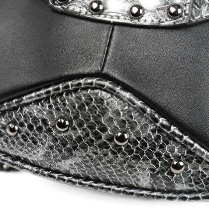 Snake Trim Buckle Detail Black Sling Bag