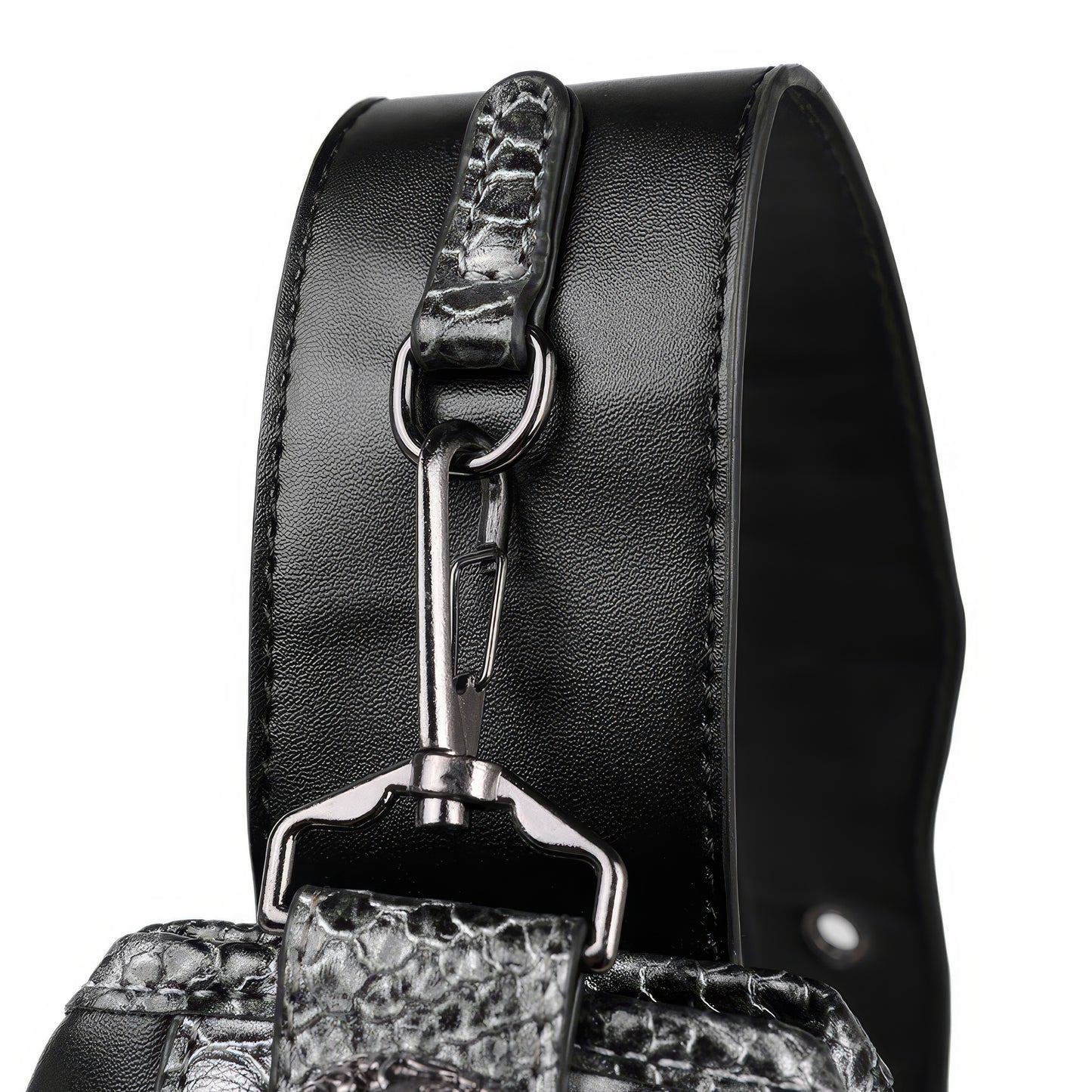 Snake Trim Buckle Detail Black Sling Bag