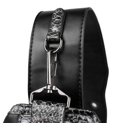 Snake Trim Buckle Detail Black Sling Bag