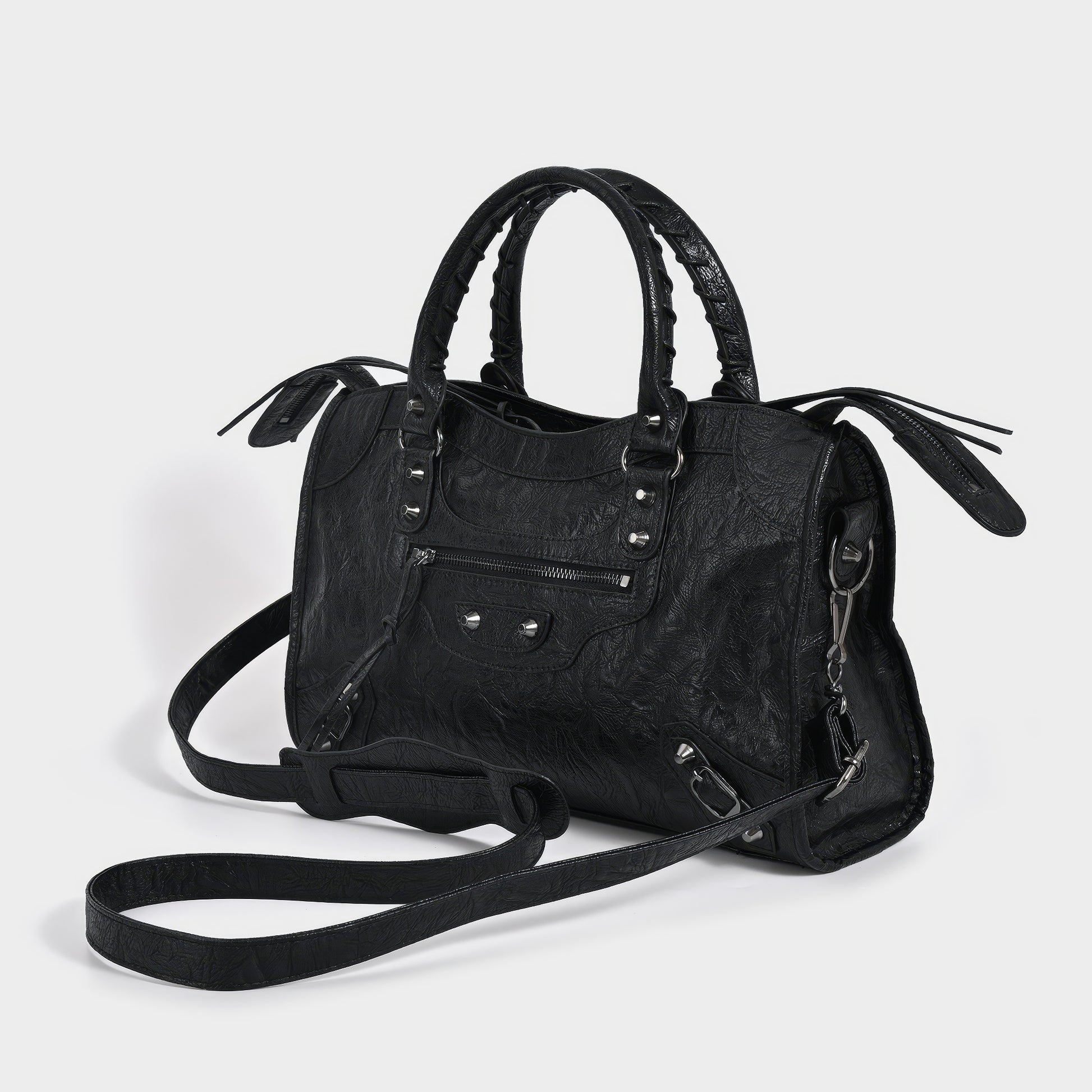 Distressed Buckle Strap Handbag