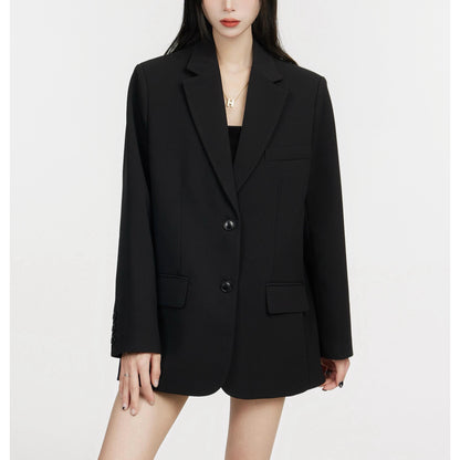 Classic Two-Button Tailored Black Blazer