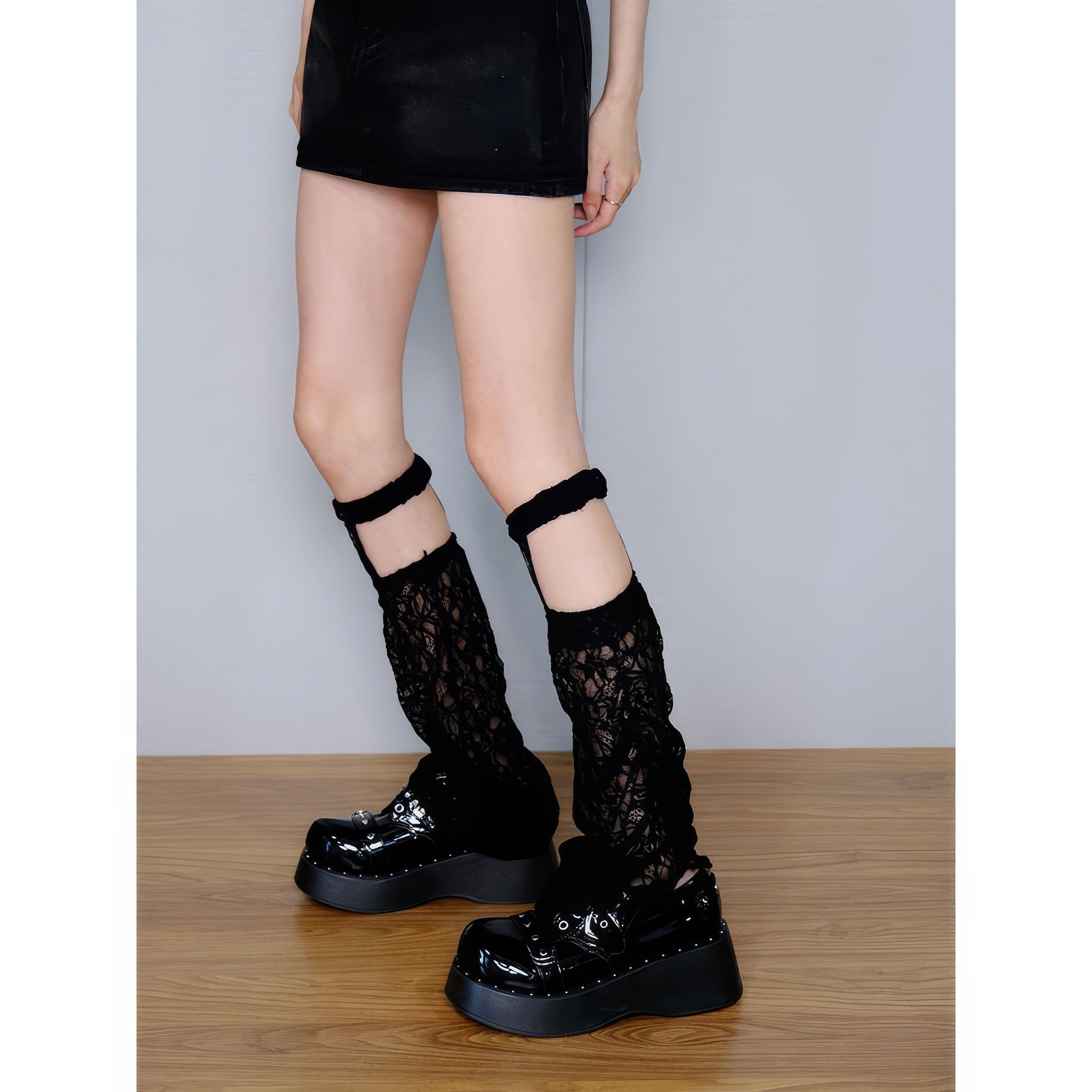 Lace Knit Cutout Leg Warmers