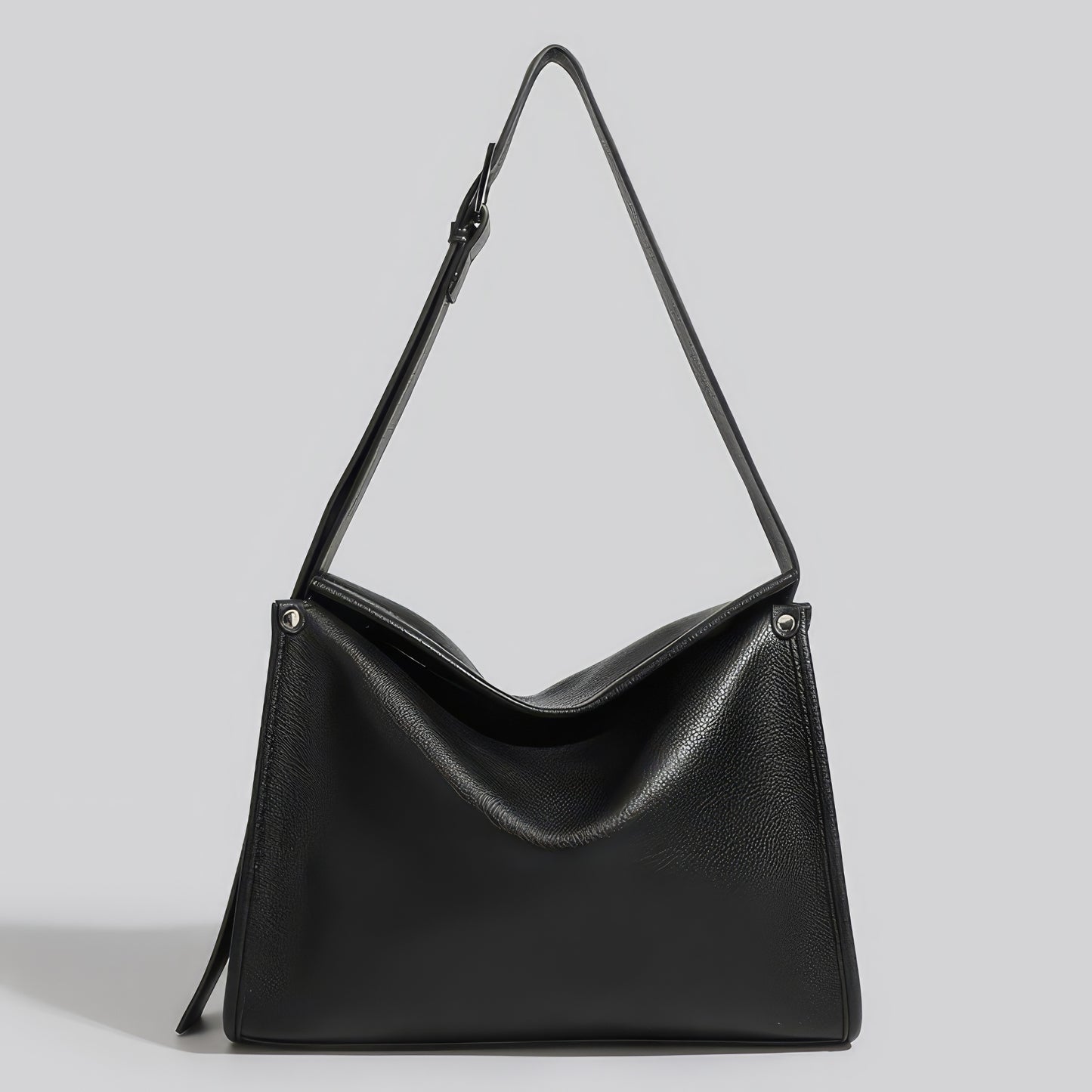 Structured Black Faux Leather Shoulder Bag