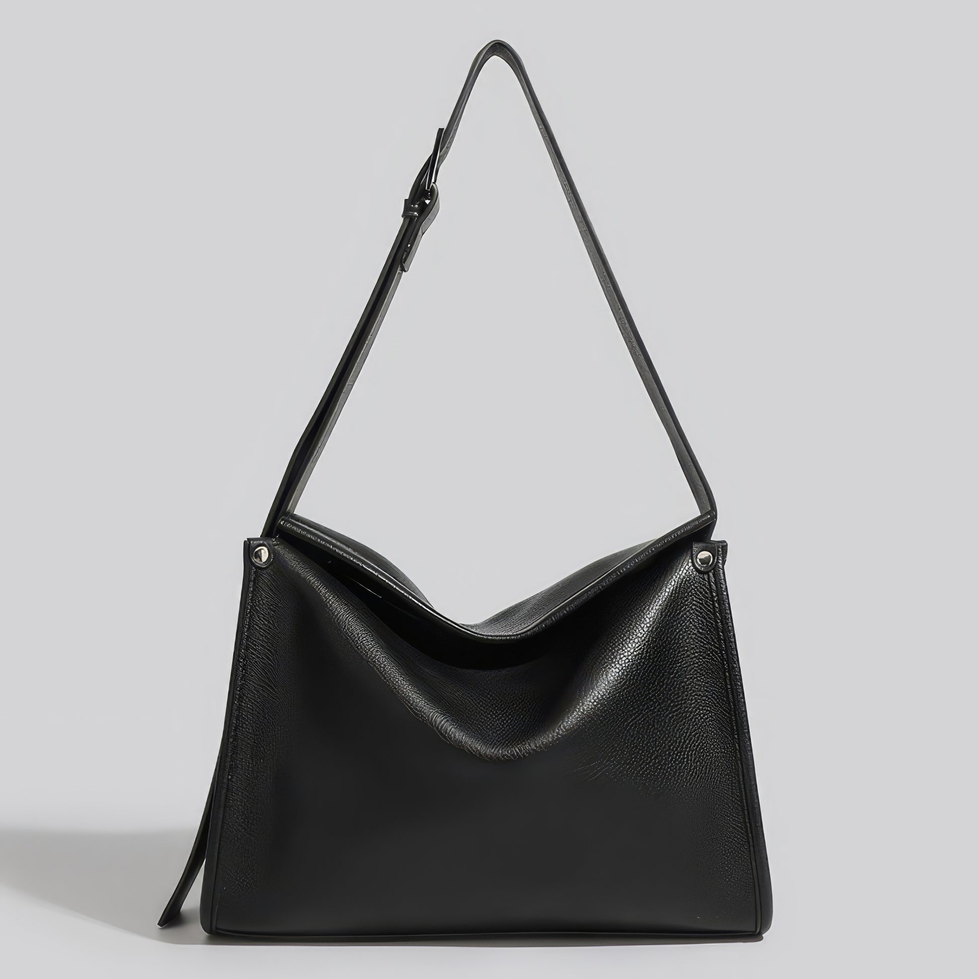Structured Black Faux Leather Shoulder Bag