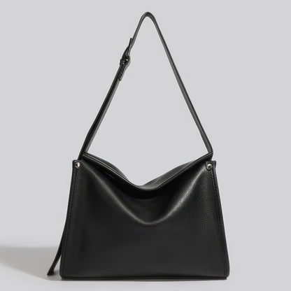 Structured Black Faux Leather Shoulder Bag