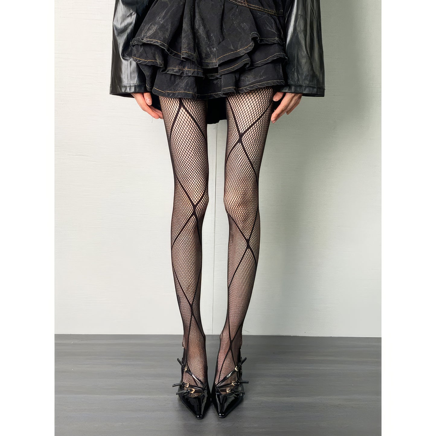 Crisscross Fishnet Mesh Tights