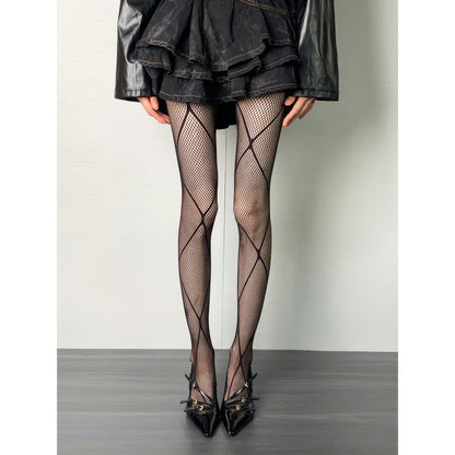 Crisscross Fishnet Mesh Tights