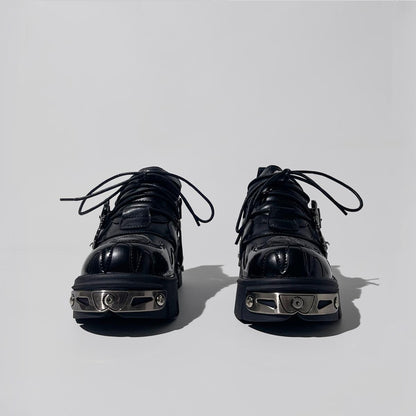 Black Cyberpunk Metal Platform Shoes