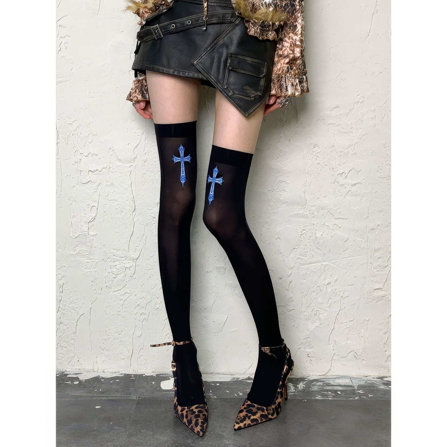 Blue Cross Graphic Overknee Tights