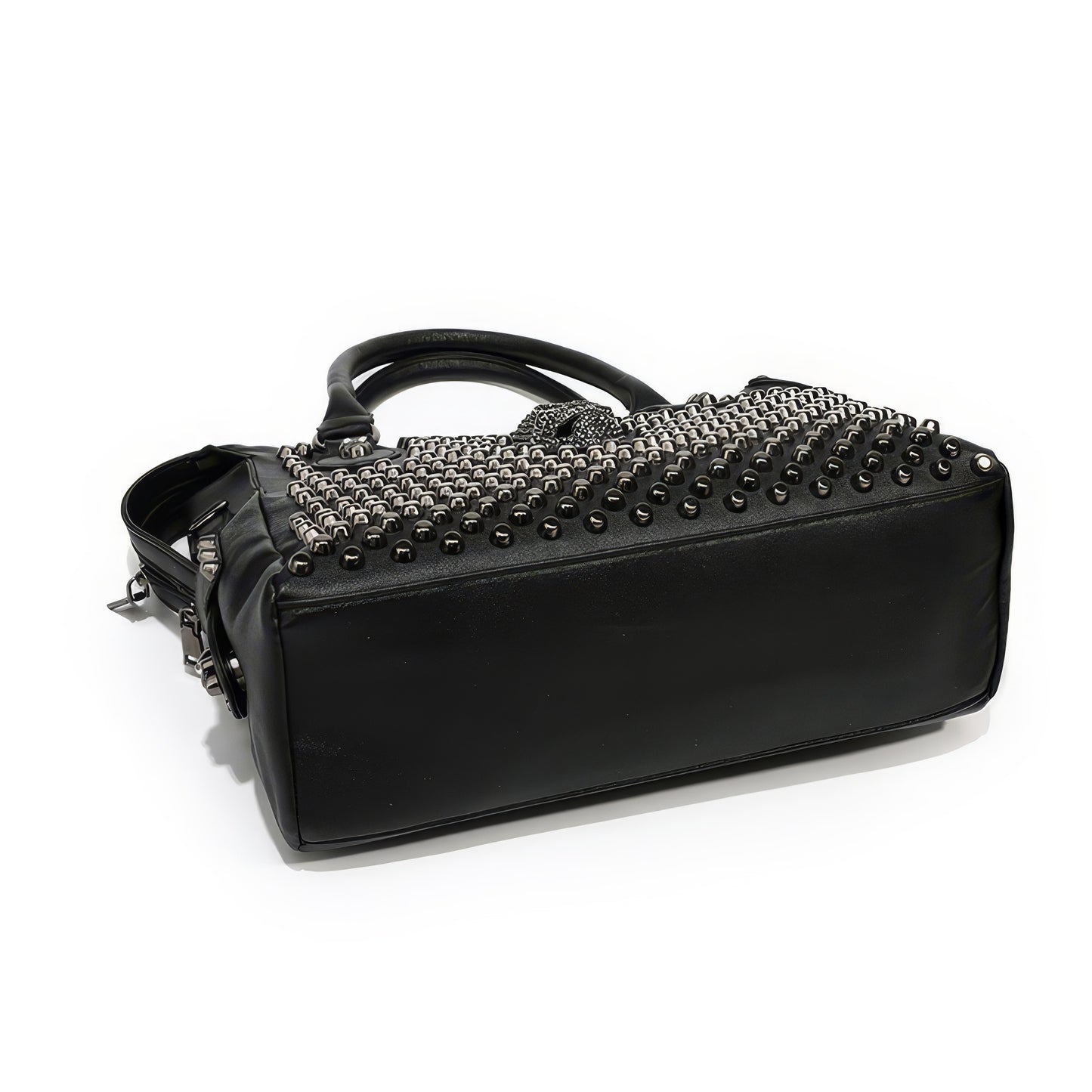 Skull Studded Faux Leather Shoulder Bag